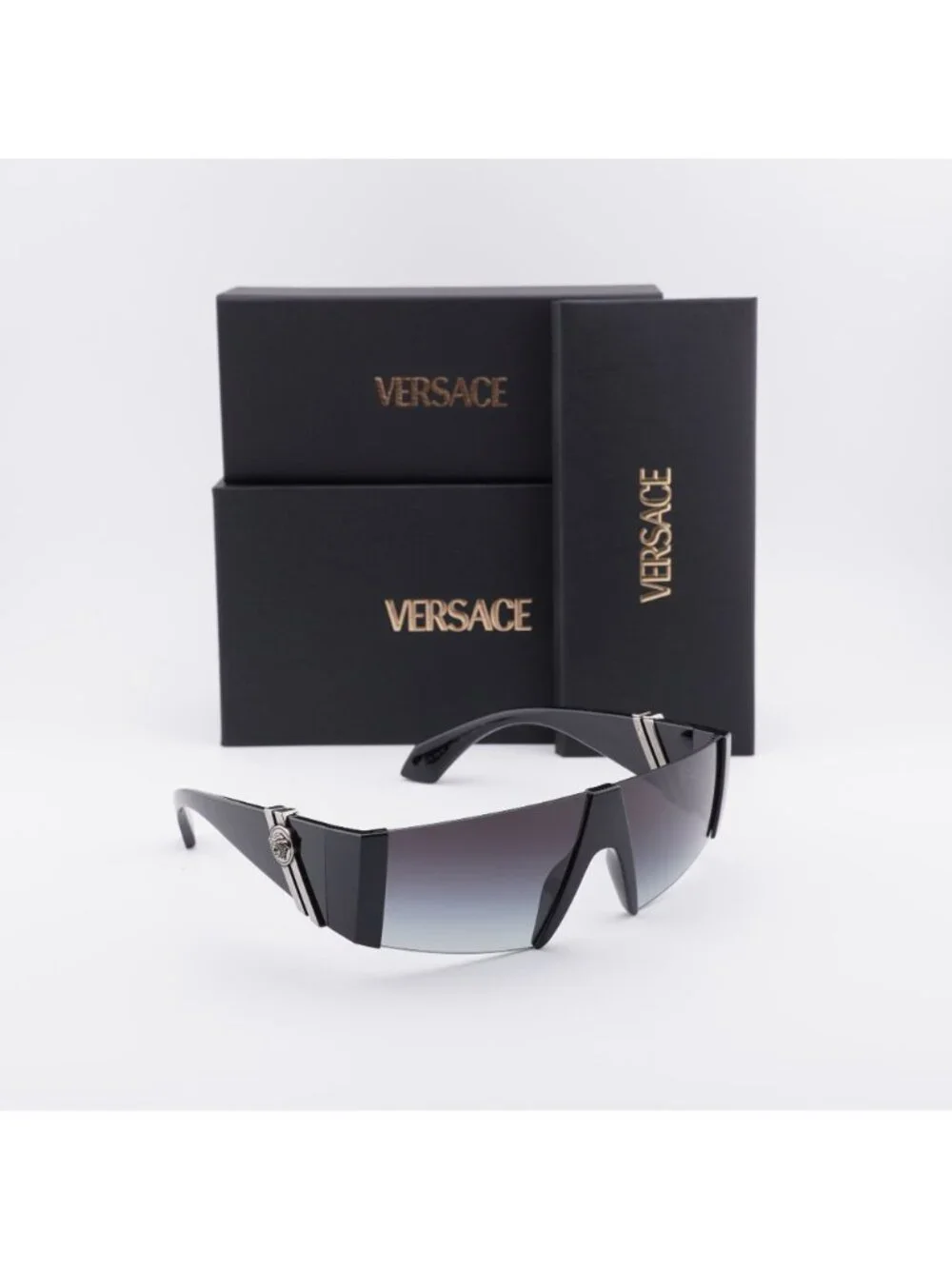 Versace VE4516 GB1/8G Shield Sunglasses – Black / Grey